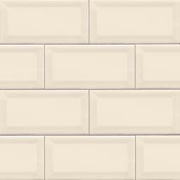 Almond Glossy Beveled Subway Tile 3x6