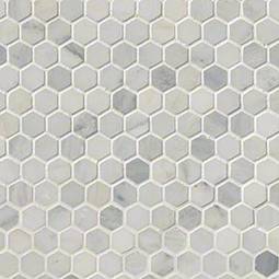 Arabescato Carrara 1" Hexagon Honed in 12x12 Mesh