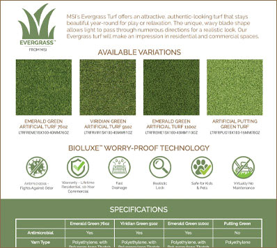 Artificial Turf Specs Sheet