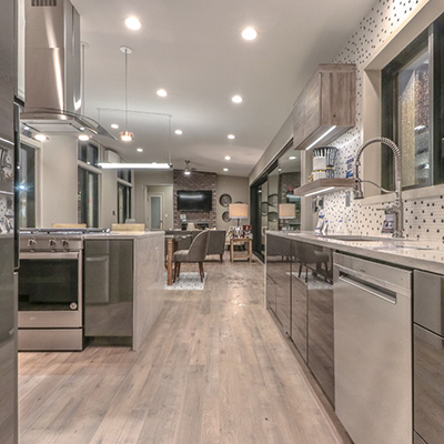 kitchen with luxury vinyl plank flooring