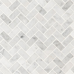 Carrara White 1x2 Herringbone Honed