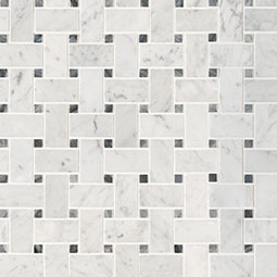 Carrara White Basketweave Pattern Honed
