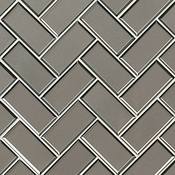 Champagne Bevel Herringbone Glass Tile