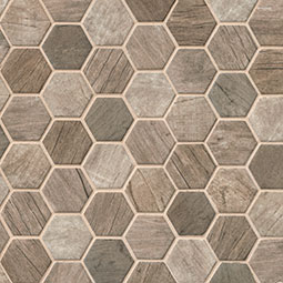 Driftwood Hexagon Glass Tile