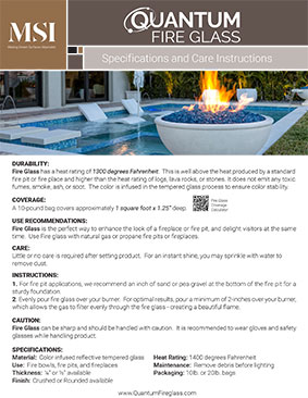 Fire Glass Specifications and Care Instructions