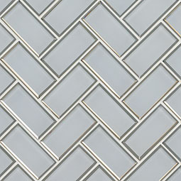 Ice Bevel Herringbone Glass Tile