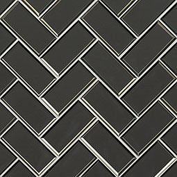 Metallic Gray Herringbone Glass Tile