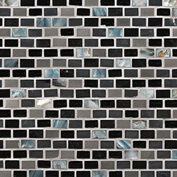 Midnight Pearl Mini Brick Pattern 8mm Metal Tile