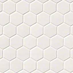 Hexagon Glossy Mosaic White Tile