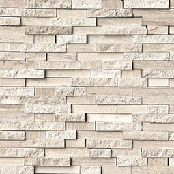 White Quarry Splitface Interlocking Pattern Backsplash Tile